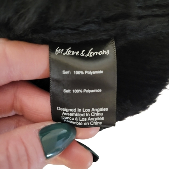 For Love & Lemons Devon Fuzzy Knit Crop Top in Black•M - Picture 9 of 11